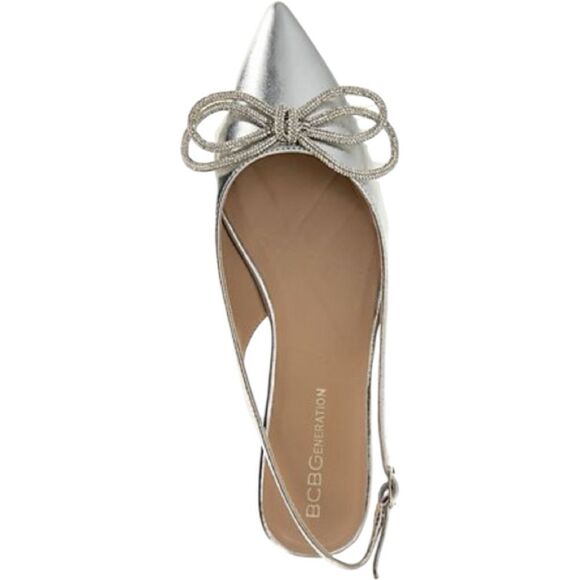 BCBGeneration Kristin Silver Pointed Flat Slingback - Picture 2 of 9